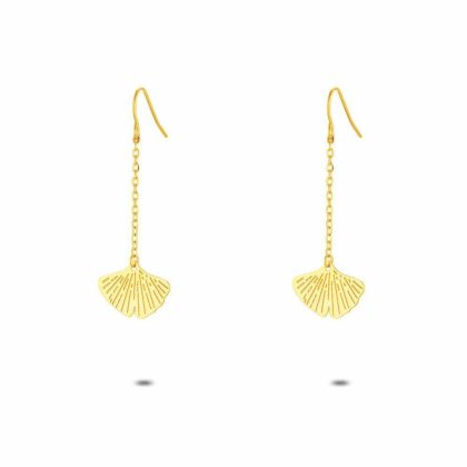 Boucles D’oreilles | Boucles D’Oreilles en Acier Poli Couleur Or, Feuille Gingko – Femmes Bijoux Boucles D'oreilles