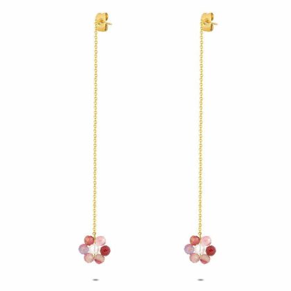 Boucles D’oreilles | Boucles D’Oreilles en Acier Poli Couleur Or, Fleur Mauve Mauve – Femmes Bijoux Boucles D'oreilles