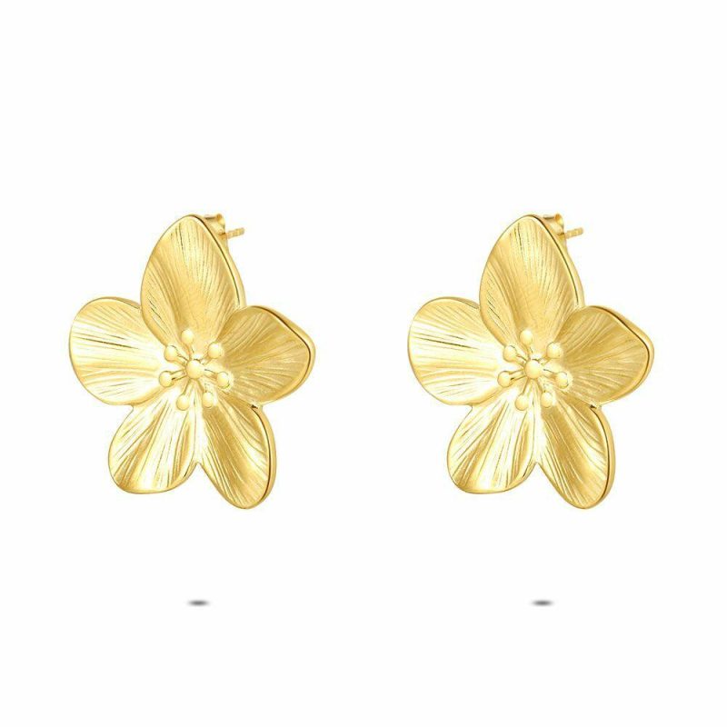 Boucles D’oreilles | Boucles D’Oreilles en Acier Poli Couleur Or, Fleur Pas de couleur – Femmes Bijoux Boucles D'oreilles