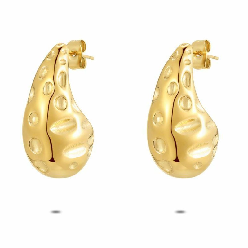 Boucles D’oreilles | Boucles D’Oreilles en Acier Poli Couleur Or, Goutte Large Pas de couleur – Femmes Bijoux Boucles D'oreilles