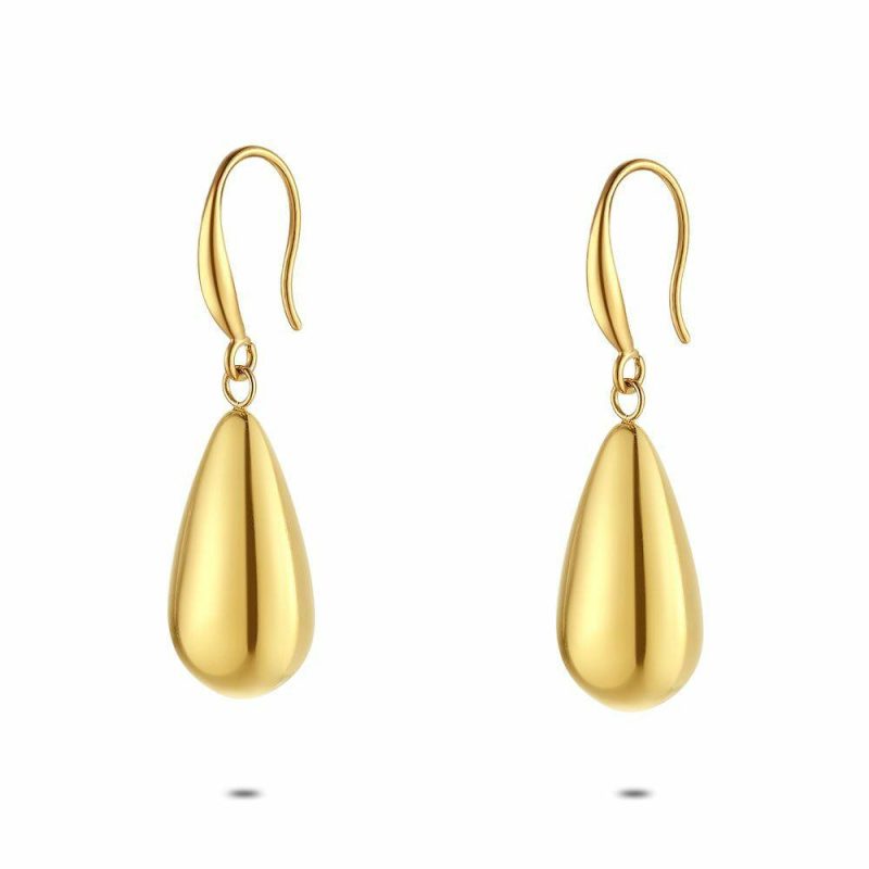 Boucles D’oreilles | Boucles D’Oreilles en Acier Poli Couleur Or, Goutte Large Pas de couleur – Femmes Bijoux Boucles D'oreilles