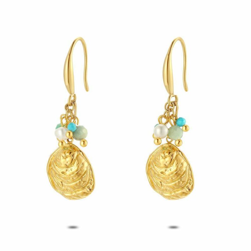 Boucles D’oreilles | Boucles D’Oreilles en Acier Poli Couleur Or, Goutte Turquoise – Femmes Bijoux Boucles D'oreilles