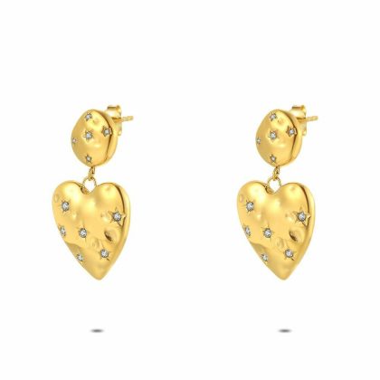 Boucles D’oreilles | Boucles D’Oreilles en Acier Poli Couleur Or, Grand Coeur – Femmes Bijoux Boucles D'oreilles