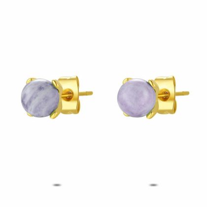 Boucles D’oreilles | Boucles D’Oreilles en Acier Poli Couleur Or, Mauve Mauve – Femmes Bijoux Boucles D'oreilles