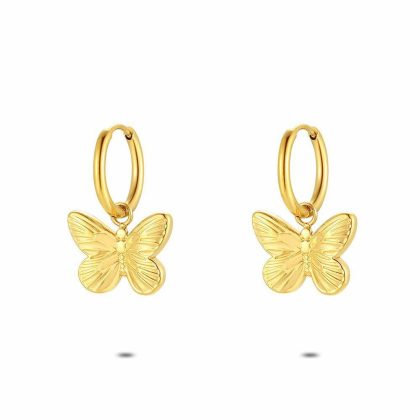 Boucles D’oreilles | Boucles D’Oreilles en Acier Poli Couleur Or, Papillon – Femmes Bijoux Boucles D'oreilles