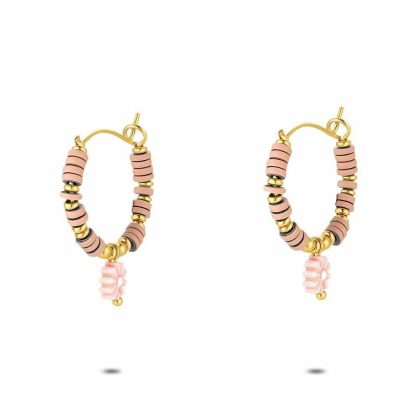 Boucles D’oreilles | Boucles D’Oreilles en Acier Poli Couleur Or, Petit Fleur Rose – Femmes Bijoux Boucles D'oreilles