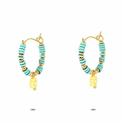 Boucles D’oreilles | Boucles D’Oreilles en Acier Poli Couleur Or, Petit Fleur Turquoise – Femmes Bijoux Boucles D'oreilles