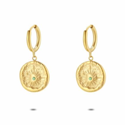 Boucles D’oreilles | Boucles D’Oreilles en Acier Poli Couleur Or, Rond Bleu ciel – Femmes Bijoux Bleu ciel