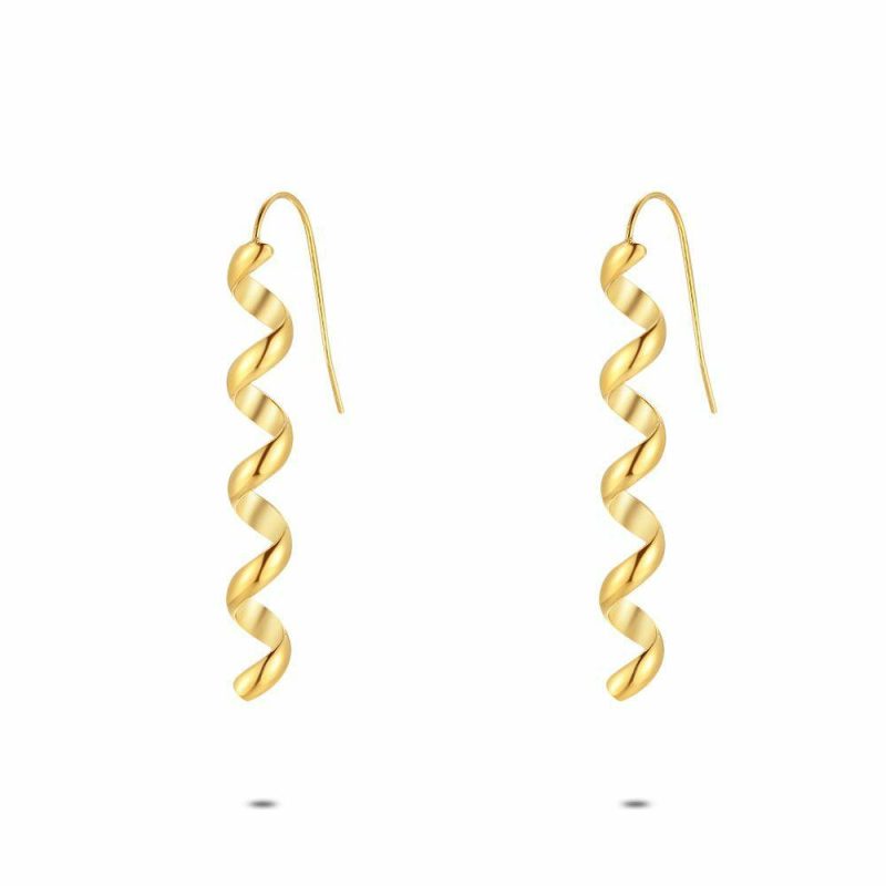 Boucles D’oreilles | Boucles D’Oreilles en Acier Poli Couleur Or, Spirale – Femmes Bijoux Boucles D'oreilles