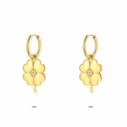 Boucles D’oreilles | Boucles D’Oreilles en Acier Poli Couleur Or, Trèfle – Femmes Bijoux Boucles D'oreilles