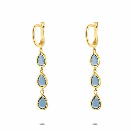 Boucles D’oreilles | Boucles D’Oreilles en Acier Poli Couleur Or, Zircones Grises Gris – Femmes Bijoux Boucles D'oreilles