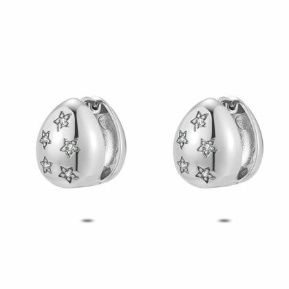 Boucles D’oreilles | Boucles D’Oreilles en Acier Poli, Double Goutte Blanc – Femmes Bijoux Blanc