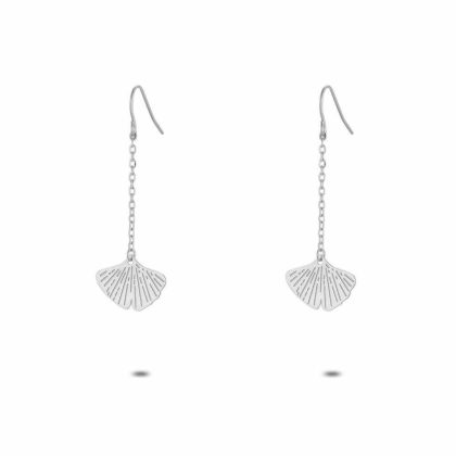 Boucles D’oreilles | Boucles D’Oreilles en Acier Poli, Feuille Gingko – Femmes Bijoux Boucles D'oreilles