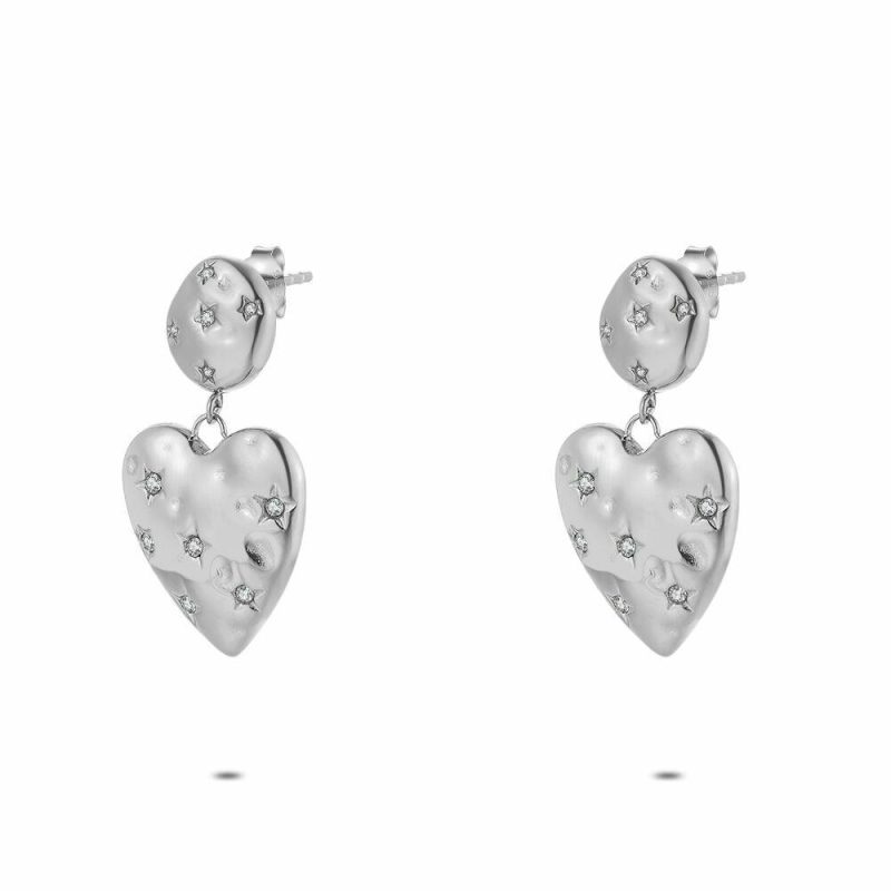 Boucles D’oreilles | Boucles D’Oreilles en Acier Poli, Grand Coeur – Femmes Bijoux Boucles D'oreilles