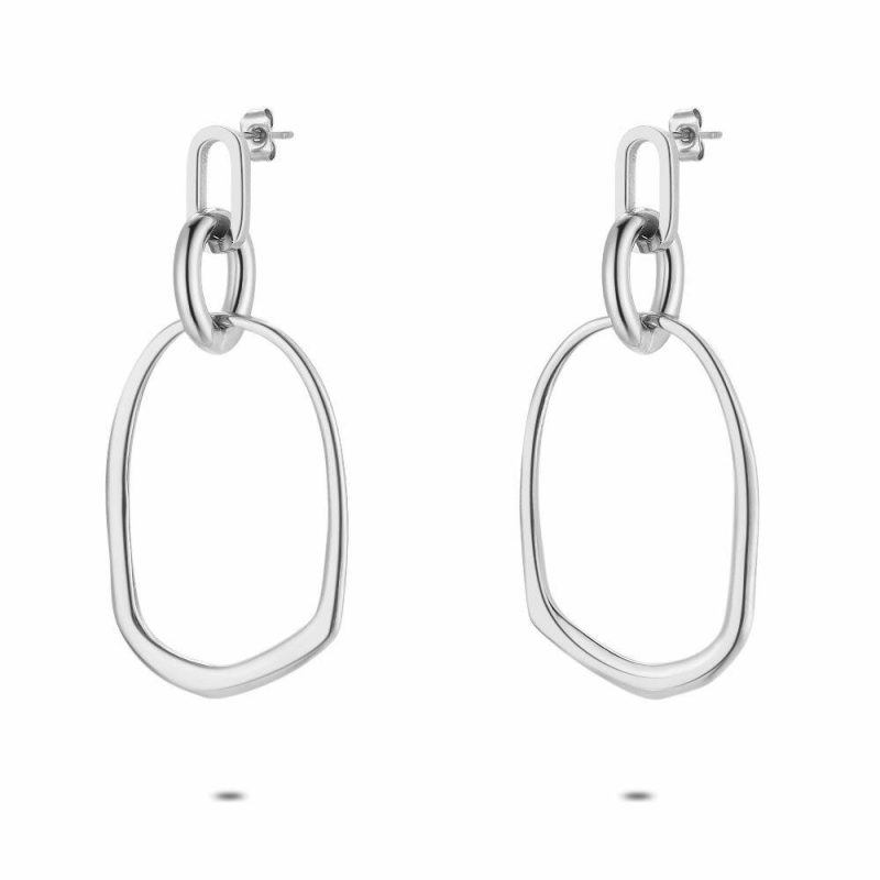 Boucles D’oreilles | Boucles D’Oreilles en Acier Poli, Grand Ovale Ouvert Pas de couleur – Femmes Bijoux Boucles D'oreilles