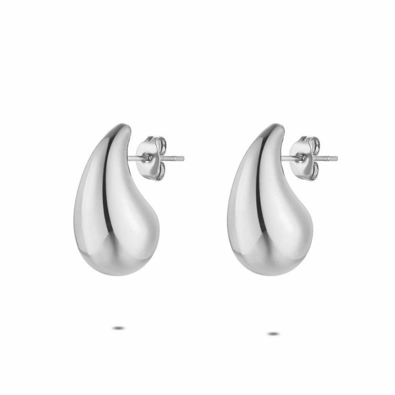 Boucles D’oreilles | Boucles D’Oreilles en Acier Poli, Grosse Goutte Pas de couleur – Femmes Bijoux Boucles D'oreilles