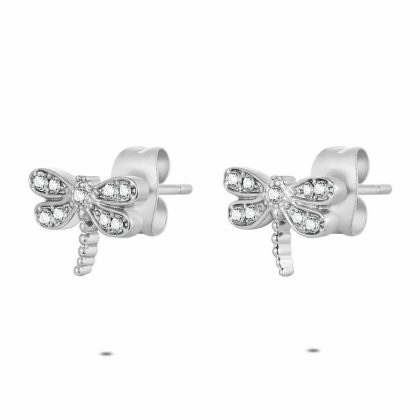 Boucles D’oreilles | Boucles D’Oreilles en Acier Poli, Libellule Blanc – Femmes Bijoux Blanc