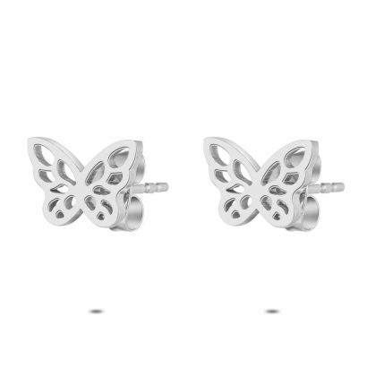 Boucles D’oreilles | Boucles D’Oreilles en Acier Poli, Papillion – Femmes Bijoux Boucles D'oreilles