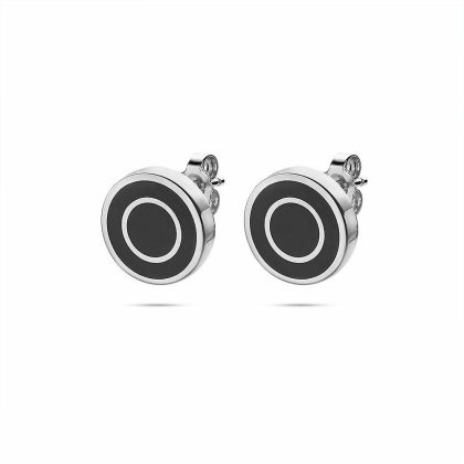 Boucles D’oreilles | Boucles D’Oreilles en Acier Poli, Rond Noir Noir – Hommes Bijoux Boucles D'oreilles