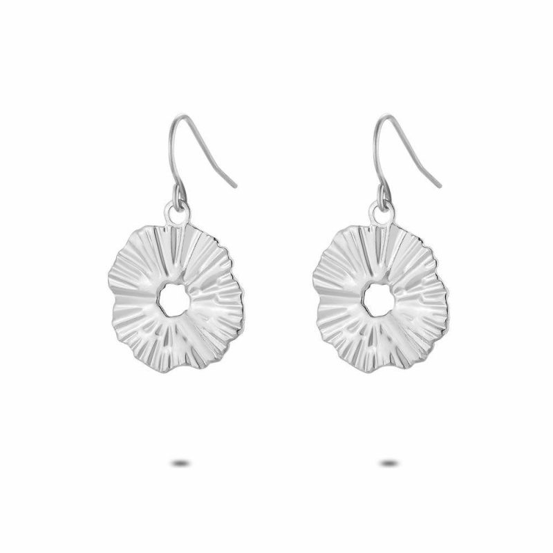 Boucles D’oreilles | Boucles D’Oreilles en Acier Poli, Rond Strié – Femmes Bijoux Boucles D'oreilles