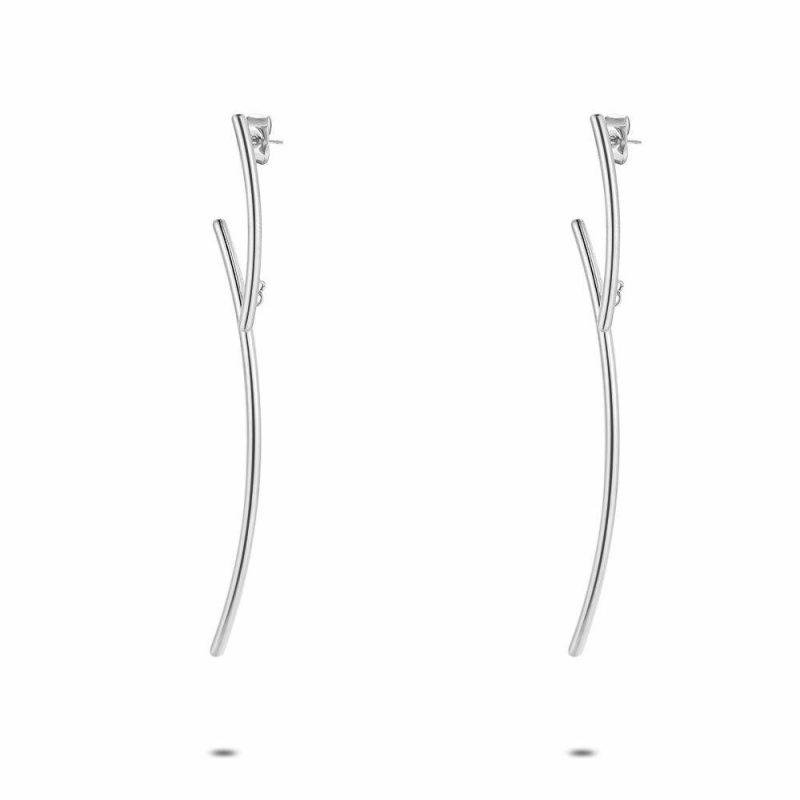 Boucles D’oreilles | Boucles D’Oreilles en Acier Poli, Tige Courbée – Femmes Bijoux Boucles D'oreilles