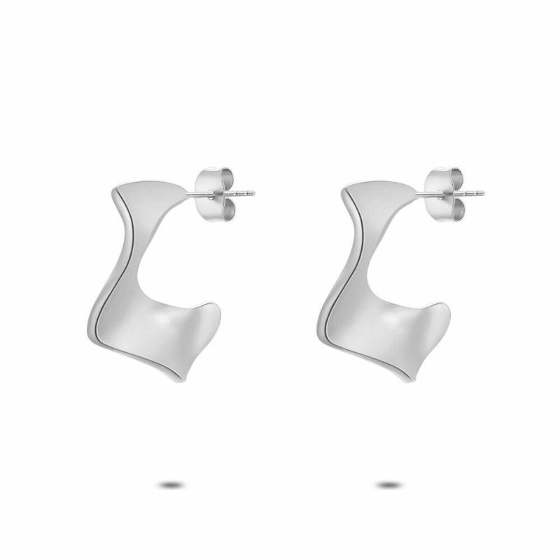 Boucles D’oreilles | Boucles D’Oreilles en Acier Poli, Vague – Femmes Bijoux Boucles D'oreilles