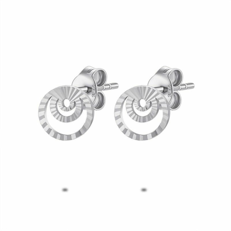 Boucles D’oreilles | Boucles D’Oreilles en Argent, 3 Cercles, Ciselés Pas de couleur – Femmes Bijoux Boucles D'oreilles