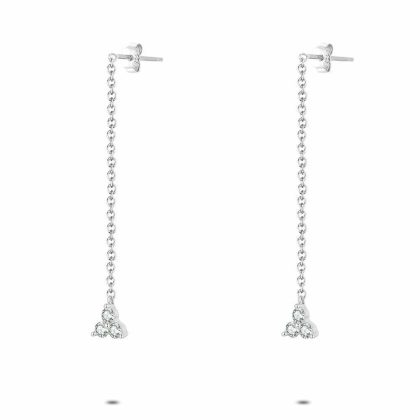 Boucles D’oreilles | Boucles D’Oreilles en Argent, 3 Petites Pierres Blanc – Femmes Bijoux Blanc