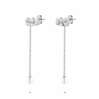 Boucles D’oreilles | Boucles D’Oreilles en Argent, 3 Pierres Différentes Blanc – Femmes Bijoux Blanc