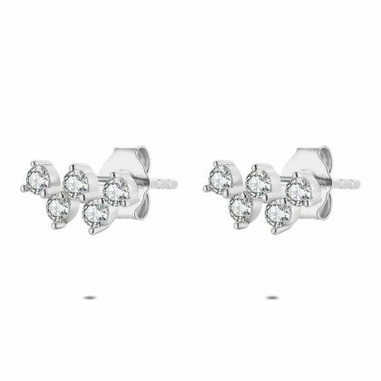 Boucles D’oreilles | Boucles D’Oreilles en Argent, 5 Pierres Zigzag Blanc – Femmes Bijoux Blanc