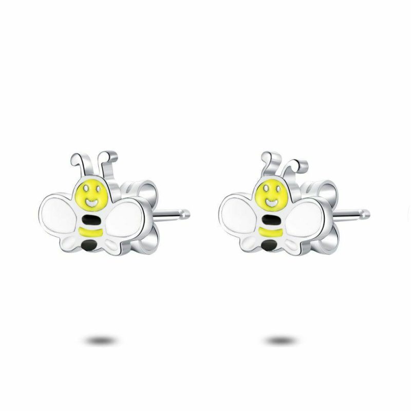 Boucles D’oreilles | Boucles D’Oreilles en Argent, Abeille Jaune – Enfants Bijoux Boucles D'oreilles