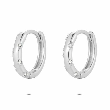 Boucles D’oreilles | Boucles D’Oreilles en Argent, Anneau, 6 Pierres Blanc – Femmes Bijoux Blanc