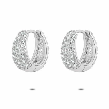 Boucles D’oreilles | Boucles D’Oreilles en Argent, Anneau, Pierres Blanc – Femmes Bijoux Blanc