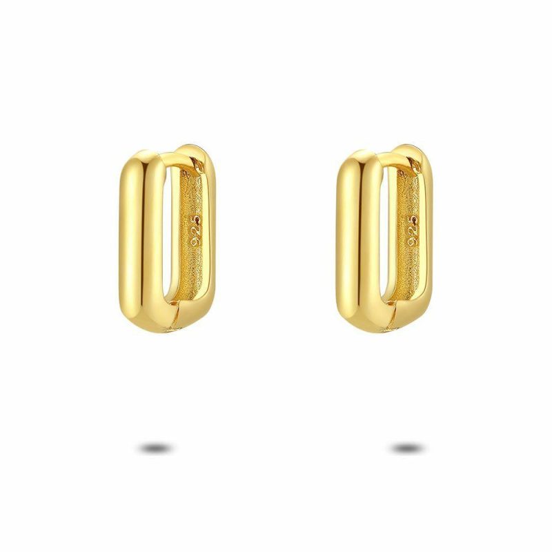 Boucles D’oreilles | Boucles D’Oreilles en Argent, Anneau Rectangulaire Doré – Femmes Bijoux Boucles D'oreilles