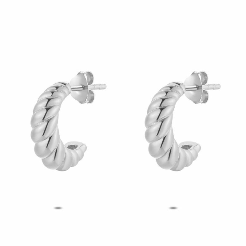 Boucles D’oreilles | Boucles D’Oreilles en Argent, Anneau Torsadé Pas de couleur – Femmes Bijoux Boucles D'oreilles