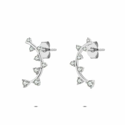 Boucles D’oreilles | Boucles D’Oreilles en Argent, Arc, Pierres Blanc – Femmes Bijoux Blanc