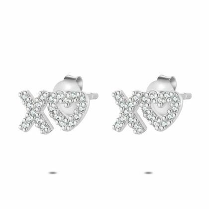 Boucles D’oreilles | Boucles D’Oreilles en Argent, Bisou et Coeur Blanc – Enfants/Femmes Bijoux Blanc