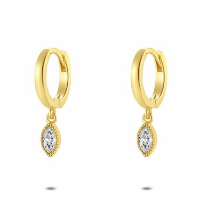 Boucles D’oreilles | Boucles D’Oreilles en Argent, Boucle D’Oreille Dorées Avec Pendentif en Zircone Blanc – Femmes Bijoux Blanc