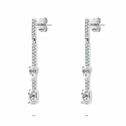 Boucles D’oreilles | Boucles D’Oreilles en Argent, Boucle Semi Longue, Pierres Blanc – Femmes Bijoux Blanc