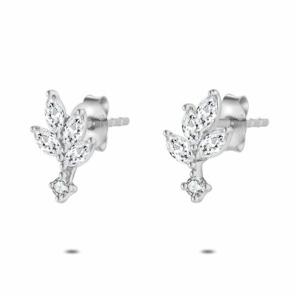 Boucles D’oreilles | Boucles D’Oreilles en Argent, Branche, Pierres Blanc – Femmes Bijoux Blanc