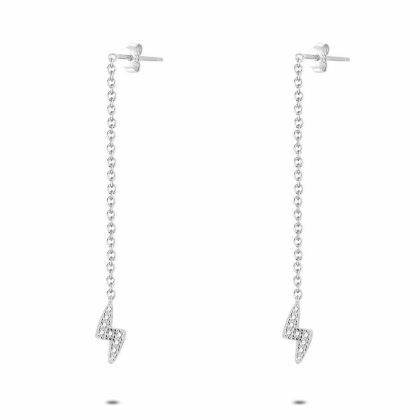 Boucles D’oreilles | Boucles D’Oreilles en Argent, Éclair, Pierres Blanc – Femmes Bijoux Blanc