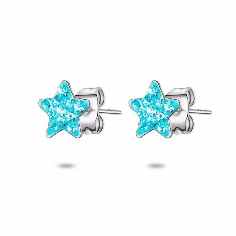 Boucles D’oreilles | Boucles D’Oreilles en Argent, Étoile Bleu Ciel Bleu ciel – Enfants Bijoux Bleu ciel