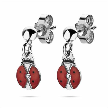 Boucles D’oreilles | Boucles D’Oreilles en Argent, Coccinelle Suspendue Rouge – Enfants Bijoux Boucles D'oreilles