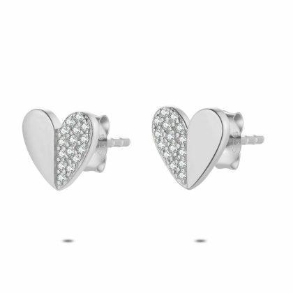 Boucles D’oreilles | Boucles D’Oreilles en Argent, Coeur Blanc – Femmes Bijoux Blanc