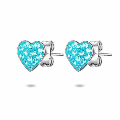 Boucles D’oreilles | Boucles D’Oreilles en Argent, Coeur Bleu Ciel Bleu ciel – Enfants Bijoux Bleu ciel