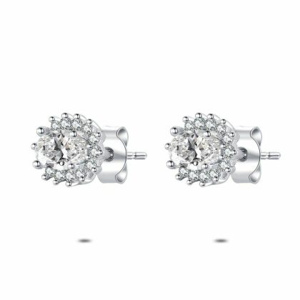 Boucles D’oreilles | Boucles D’Oreilles en Argent, Fleur, Pierres Blanc – Femmes Bijoux Blanc