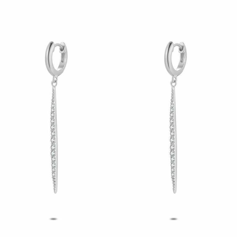 Boucles D’oreilles | Boucles D’Oreilles en Argent, Long Ellipse Blanc – Femmes Bijoux Blanc