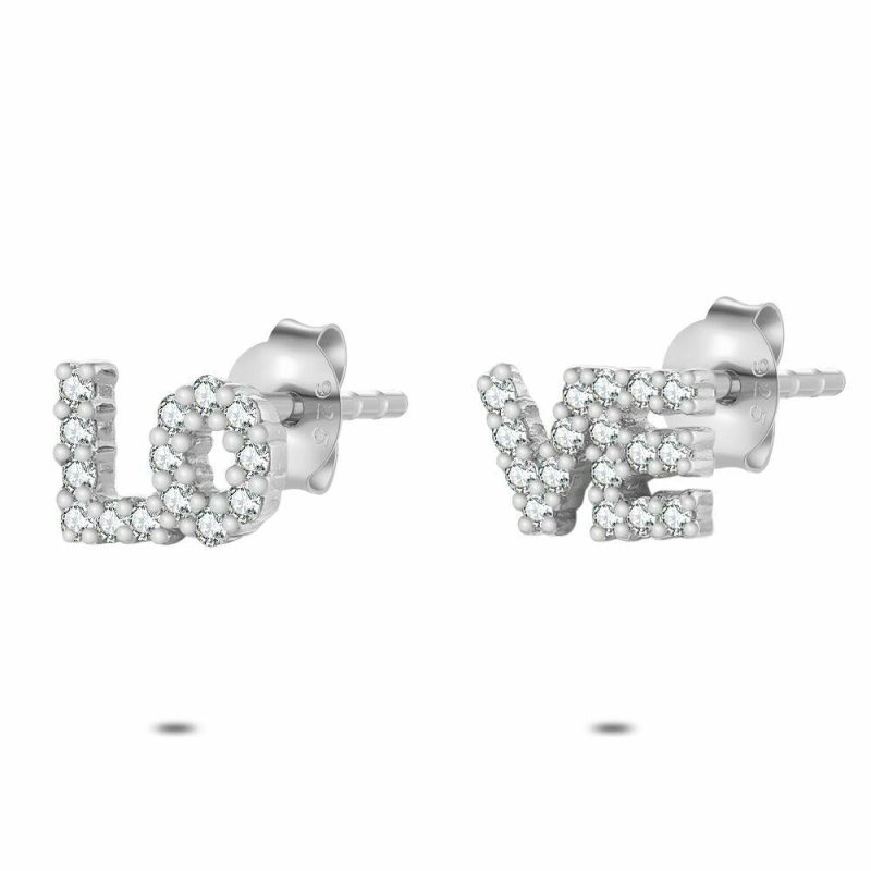 Boucles D’oreilles | Boucles D’Oreilles en Argent, Love Blanc – Femmes Bijoux Blanc