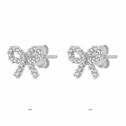 Boucles D’oreilles | Boucles D’Oreilles en Argent, Noeud, Pierres Blanc – Femmes Bijoux Blanc