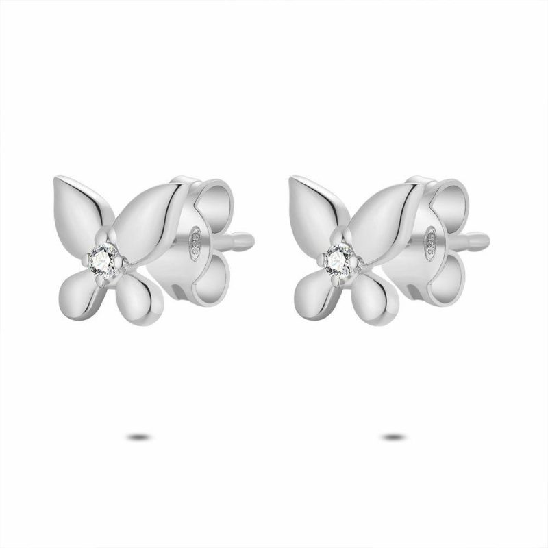 Boucles D’oreilles | Boucles D’Oreilles en Argent, Papillon Blanc – Enfants/Femmes Bijoux Blanc